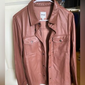 Kensie Faux Leather Shirt Jacket